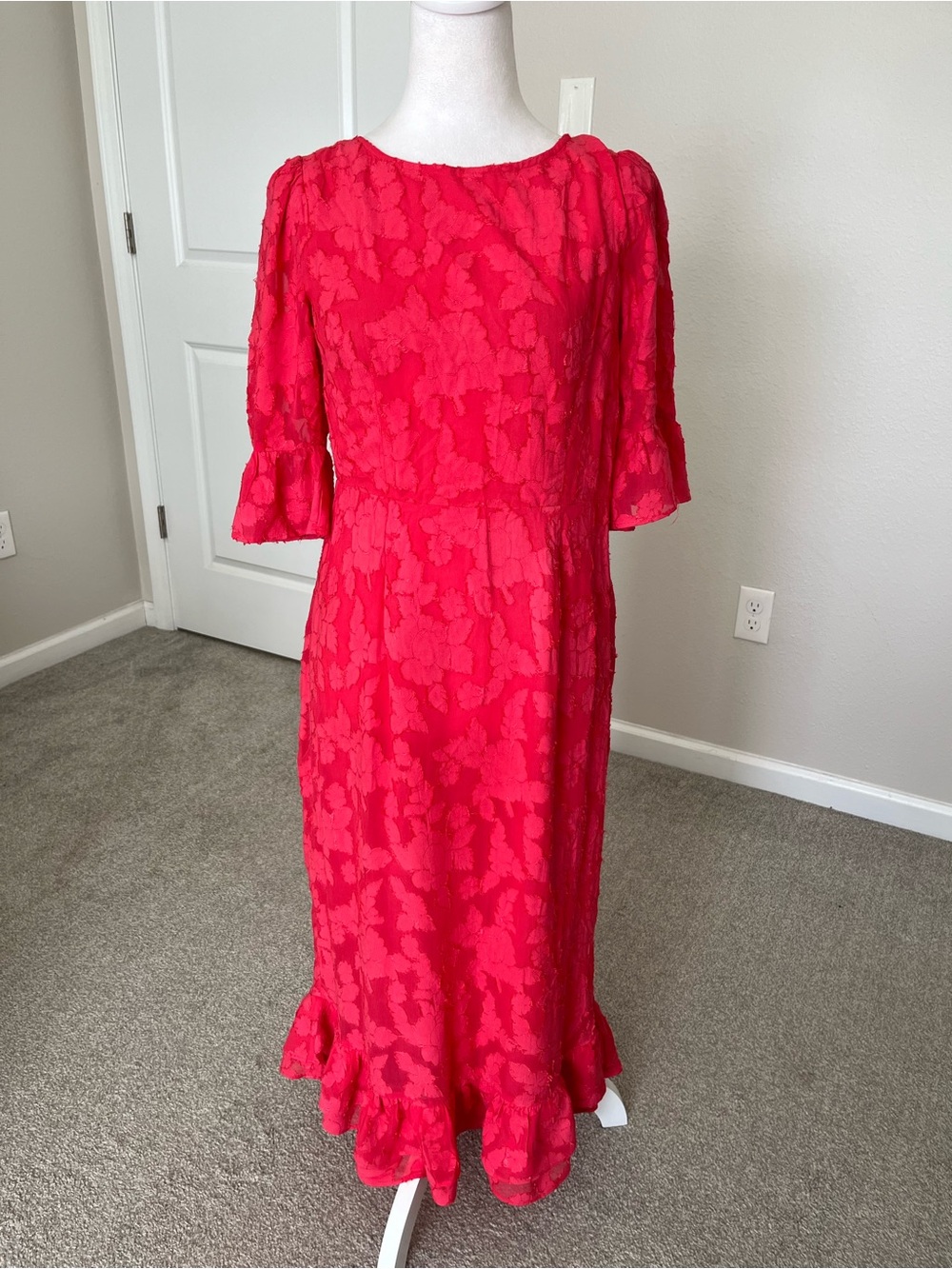Like New Cleobella Pink Lace Appliqué Midi Dress Size Small